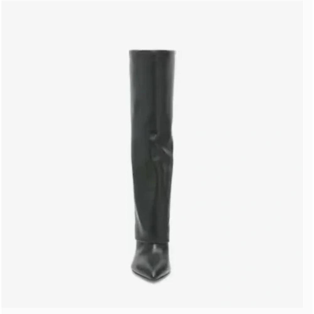 Marc Fisher Black Pointed-Toe Knee-High Block Heel Boots - Picture 5 of 13